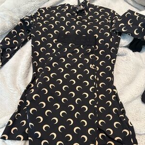 Black and Cream Crescent Moon Dress